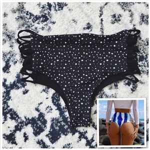 Reversible high waisted swim bottoms